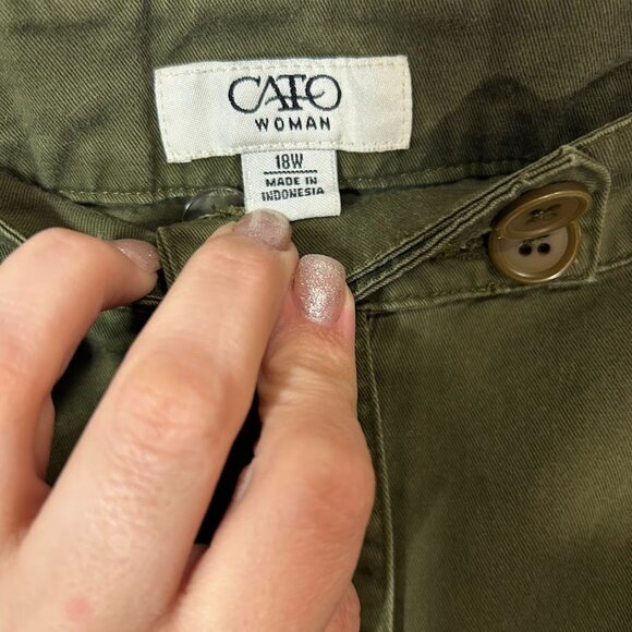 Cato Woman Maxi Skirt Long Modest Cotton Sz 18W Army Green Boho Cottage Academia - Picture 5 of 10